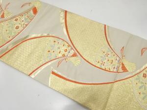 孔雀に華紋織り出し　袋帯